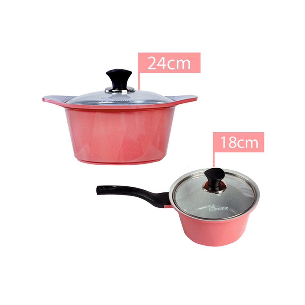 Bộ 2 nồi đúc ceramic cao cấp (1 quánh đúc 18 cm + 1 nồi đúc 2 tay cầm 24 cm)