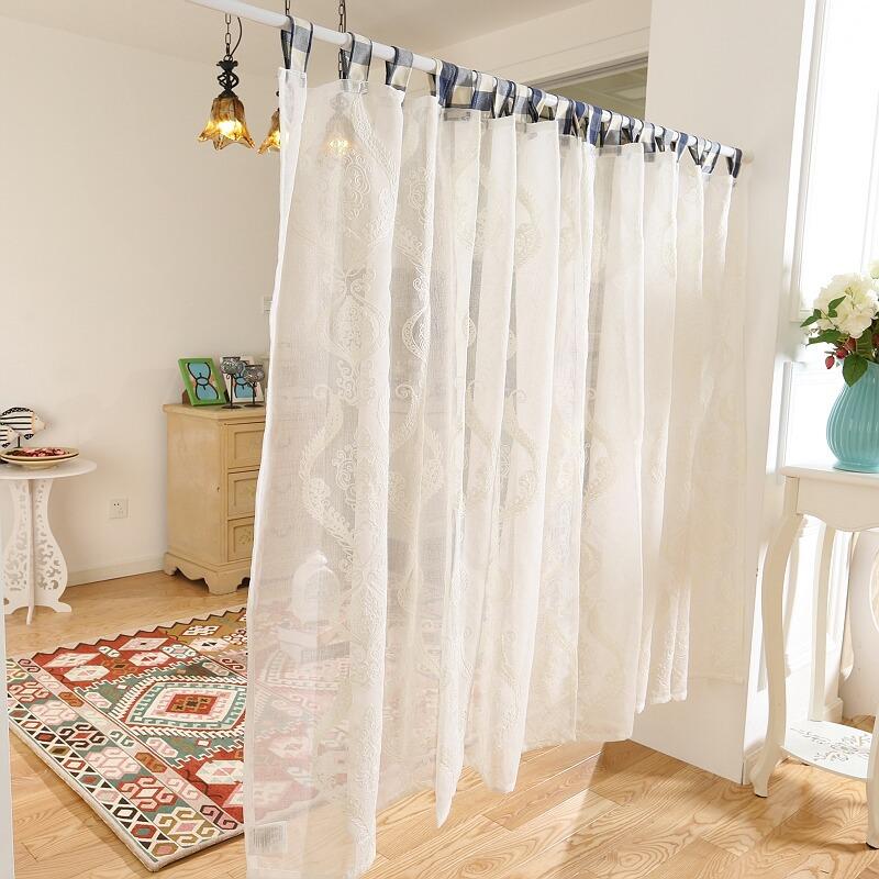 Đảm bảo chất lượng thêu rèm gạc trắng Quốc gia châu Âu ban công mục vụ rèm gạc phân vùng treo vành đai rèm tủ nghiên cứu rèm không đục lỗ nửa rèm gạc