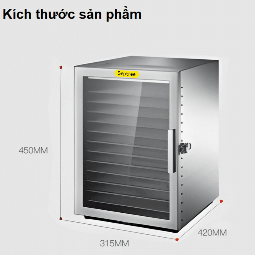 Máy sấy thực phẩm chuyên nghiệp Thương hiệu Mỹ cao cấp Septree ST-06, dung tích 45 lít, 12 khay - HÀNG NHẬP KHẨU, BẢO HÀNH 1 NĂM