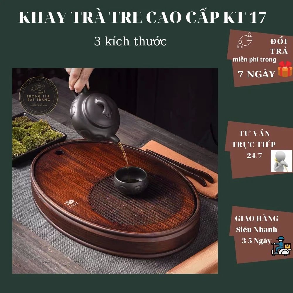 Khay Trà Tre Cao Cấp Bầu Dục KT 17