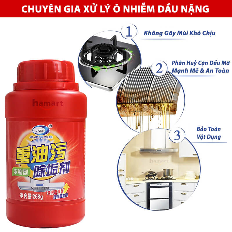 Bột Tẩy Cặn Dầu Mỡ INOX Nhà Bếp LKB Hộp 268g Tẩy Dầu Mỡ Xoong Nồi Đa Năng Hiệu Quả Tiện Lợi