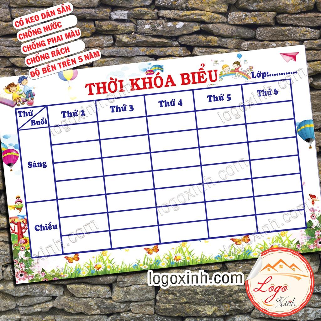 Thời Khóa Biểu Dành Cho Bé Lớp Tiểu Học, Dạng Decal Dán Trực Tiếp Có Keo Sẵn, Thời Khóa Biểu Môn Học Lớp 1, Lớp 2....