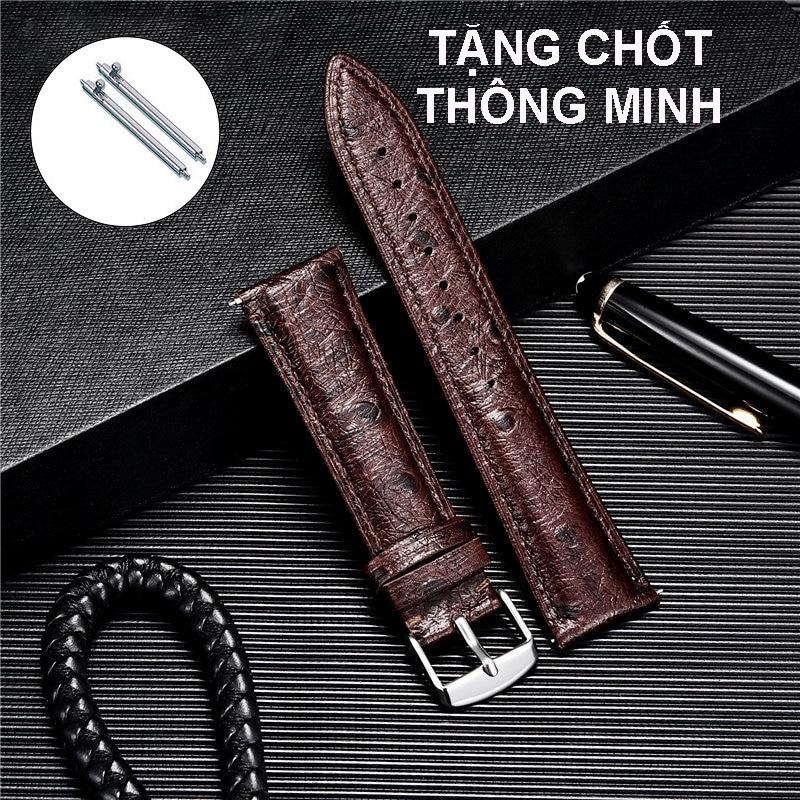 (Màu Nâu) Dây đồng hồ da ĐÀ ĐIỂU CAO CẤP OL-P8024 tặng CHỐT THÔNG MINH - Nâu