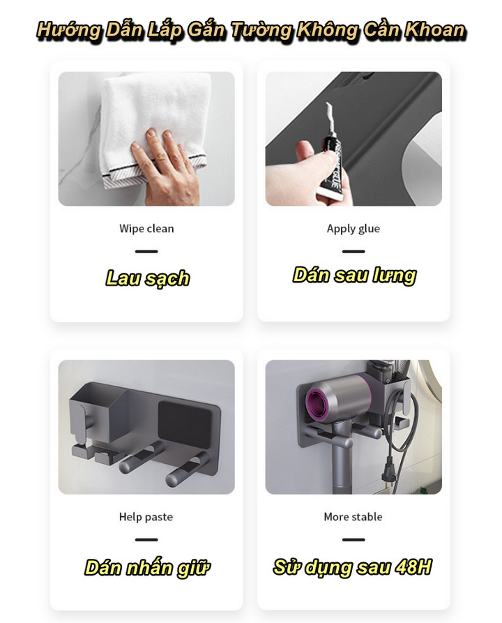 Giá Treo Máy Sấy Tóc Dán Tường Sanitary Ware - Home and Garden
