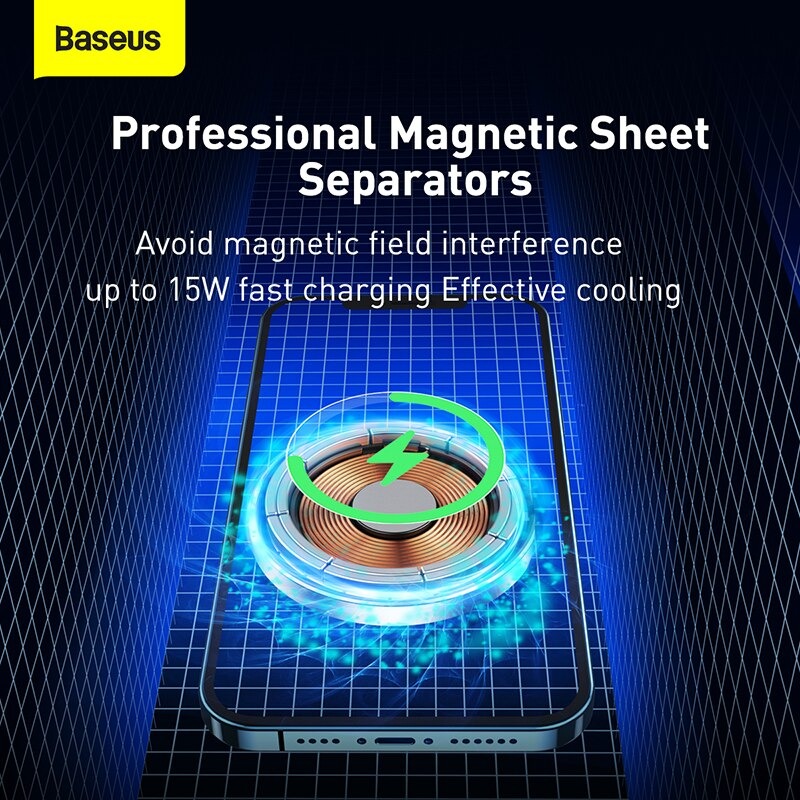 Đế giữ điện thoại tích hợp nam châm và Sạc không dây dùng trên xe ô tô Baseus Big Energy Car Mount Wireless Charger - Hàng Chính Hãng