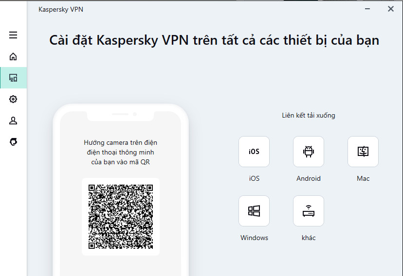 Mã CODE 'kaspersky' VPN Secure Connection 5 thiết bị