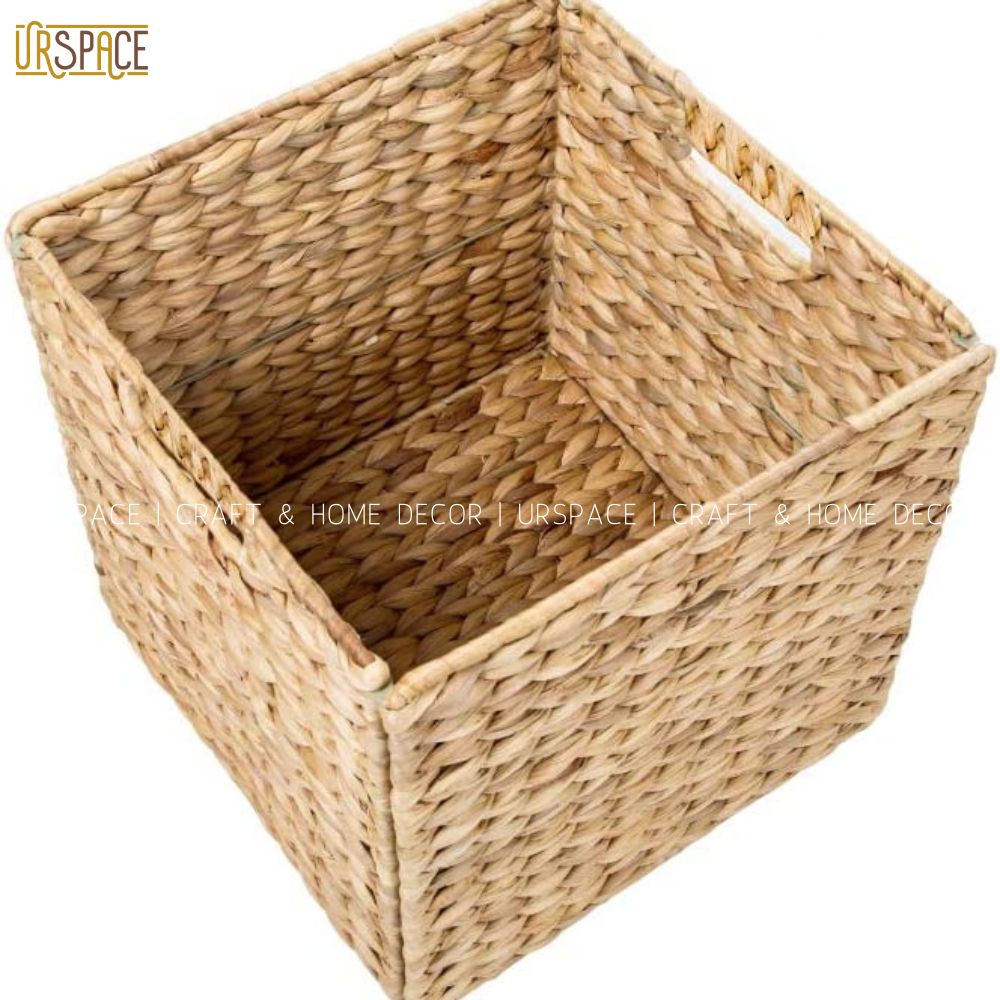 Sọt lục bình có áo vải URSPACE đựng quần áo, sách báo, giỏ trồng cây hình vuông có thể gấp gọn / HYACINTH FOLDING BASKET SIZE 27