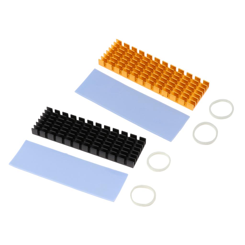 2 Pieces Aluminum M.2 2280 Heatsink Cooling Kit W/ Silicone Thermal Pad