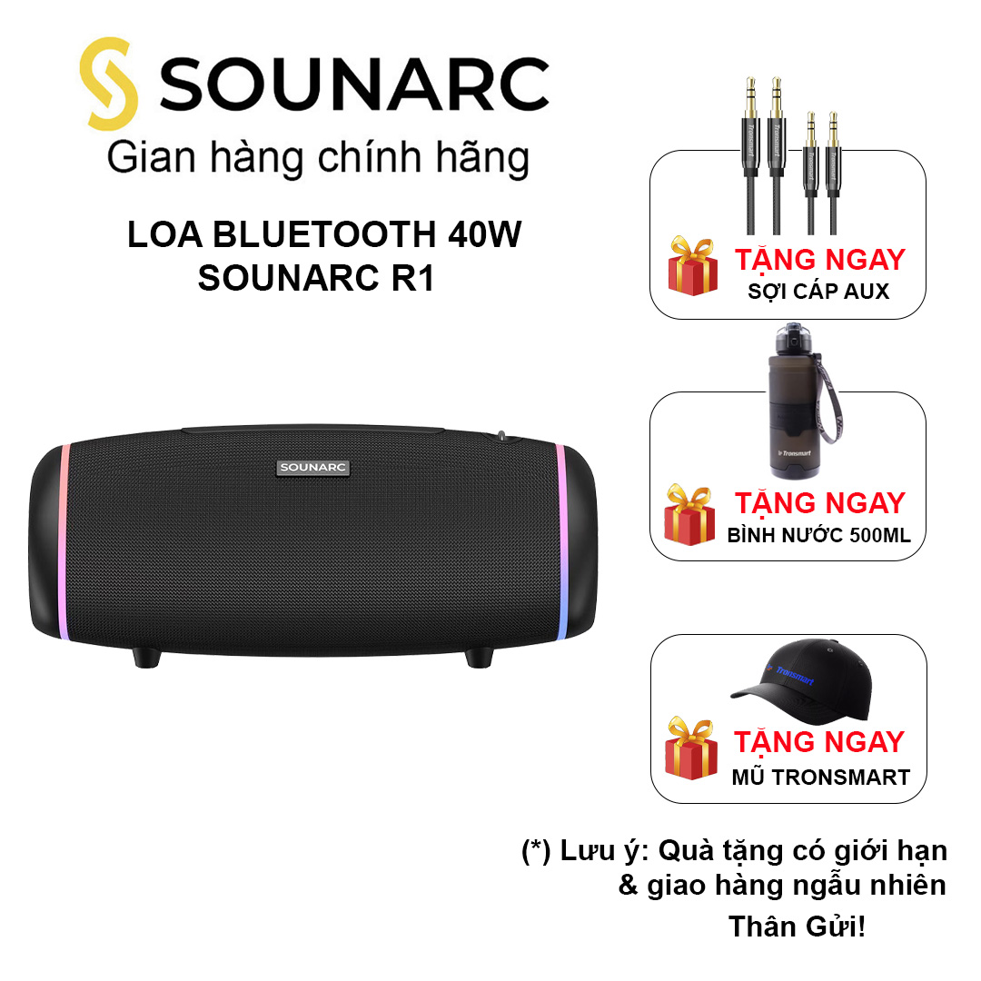 Loa Bluetooth 5.3 Sounarc R1 Công Suất 40W, Chống Nước IPX6, Pin Tích Hợp 4000mAh 15H Chơi Nhạc - Hàng chính hãng