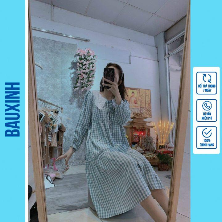 VÁY BẦU CÔNG SỞ HÀNG THIẾT KẾ - ĐẦM BẦU THU ĐÔNG DÁNG SUÔNG RỘNG DÀI TAY CỔ BÈO TRẮNG FREE SIZE