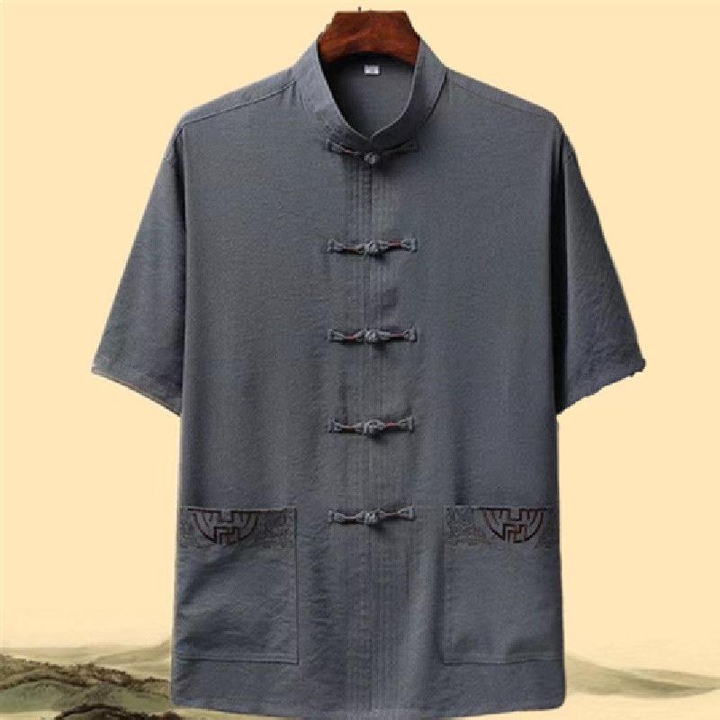 Đồ bộ trung niên nam cổ tàu chất vải đũi siêu mát- bộ đũi nam cho bố
