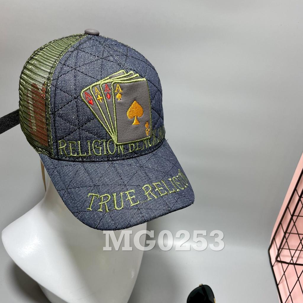 Mũ lưỡi trai True Religion cao cấp thêu logo lá bài phối lưới sau thiết kế thời trang cá tính freesize shop nón ông địa