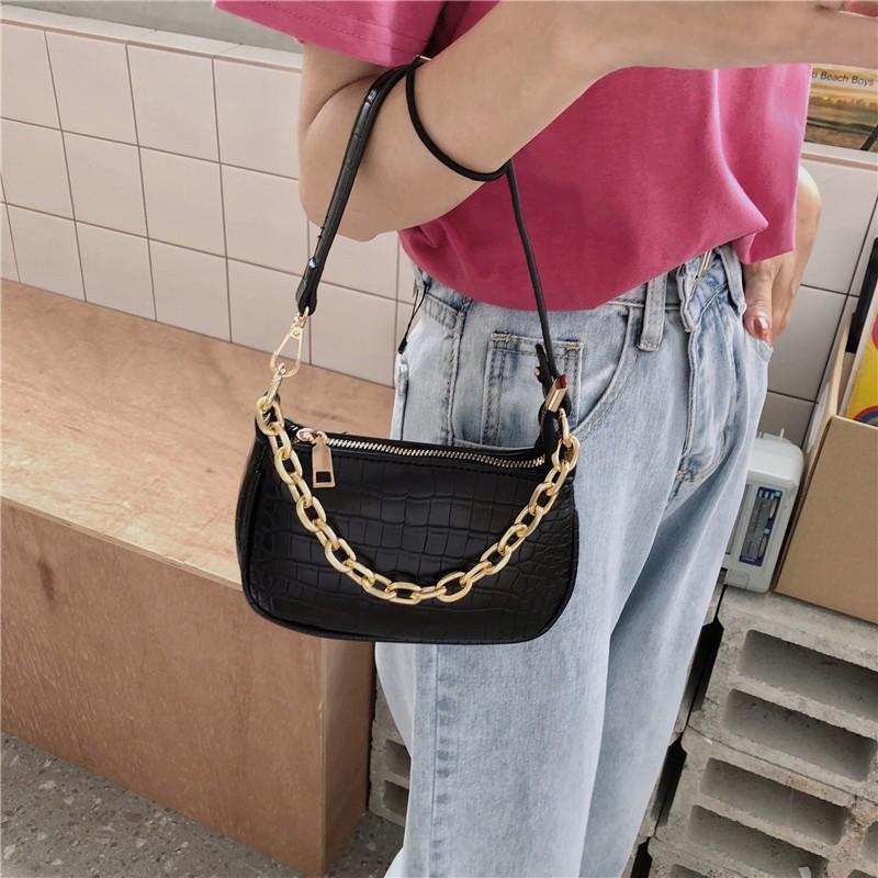 Túi kẹp nách da rắn xích vàng Ulzzang cá tính