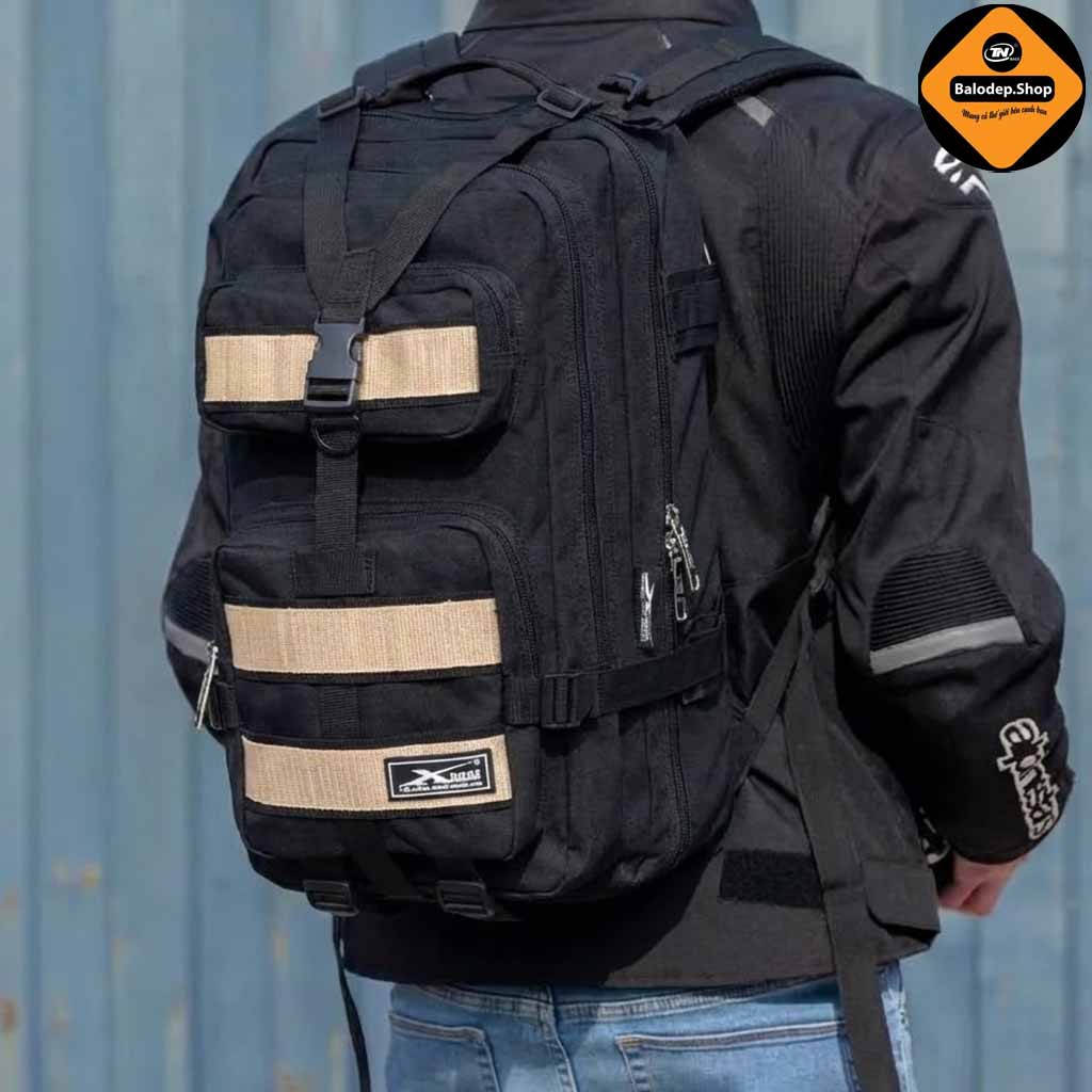 Balo Du Lịch Phượt Chống Nước Xbags Hike Màu Đen - Nhiều Ngăn Tiện Dụng, Đựng Được Laptop 15.6 Inch Cá Tính Mạnh Mẽ XB1003!