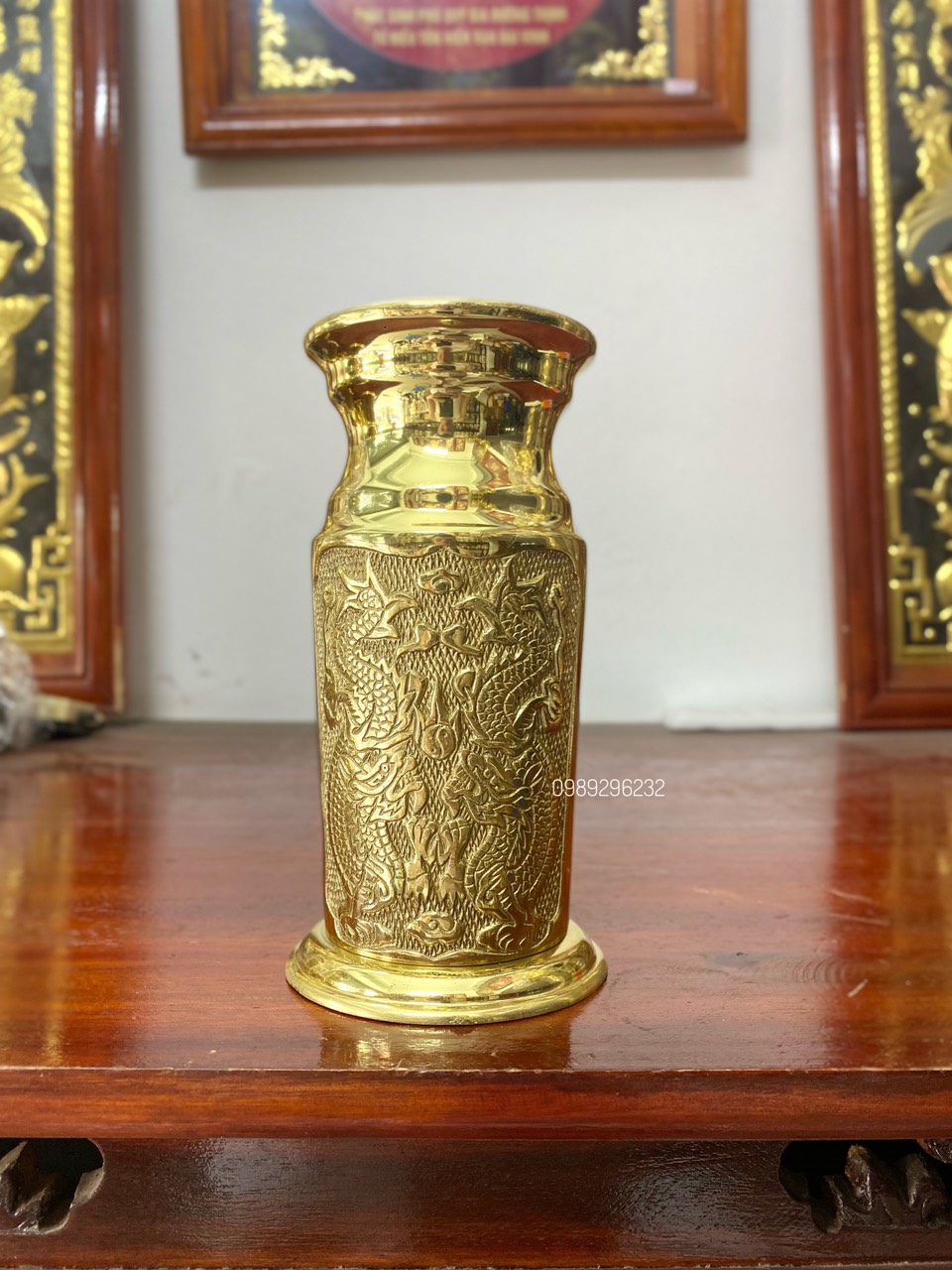 Ống đựng hương nhang bằng đồng vàng size trung