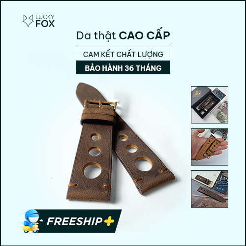 Dây da đồng hồ nam thủ công da bò sáp AL114 CAM KẾT CHẤT LƯỢNG - Y HÌNH - BH 3 năm Size 20/Size 22