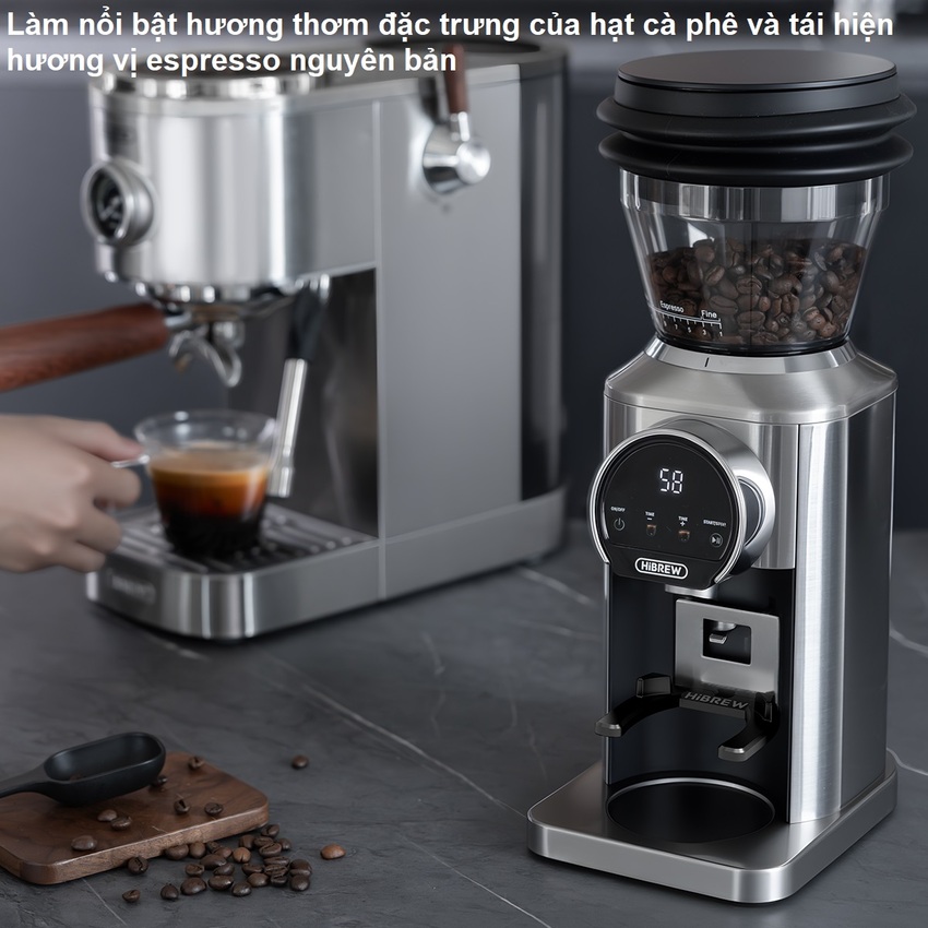 Máy xay hạt cà phê Espresso chuyên nghiệp thương hiệu Mỹ cao cấp HiBREW G3 Plus 31 cấp độ xay - Công suất 180W - Hàng nhập khẩu