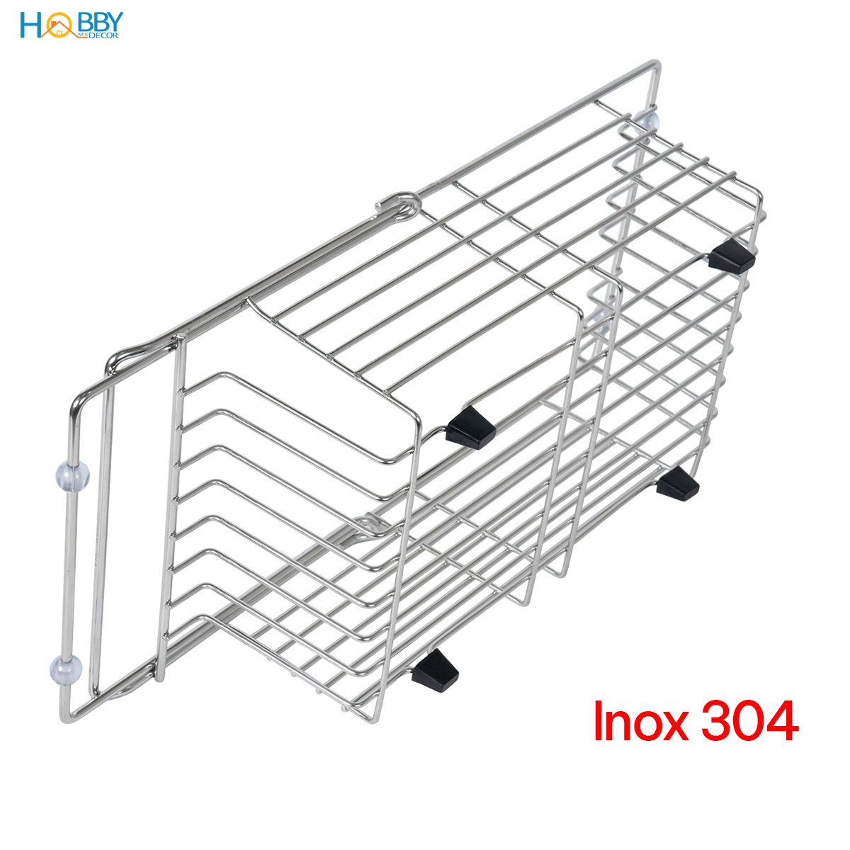 Khay đựng đồ chén đĩa gác trong chậu inox 304 Hobby home decor KDC7