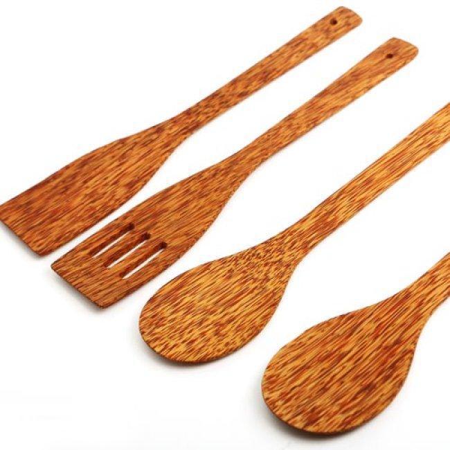 Bộ Tứ Chiên Xào - Vá Sạn Gỗ Dừa Cao Cấp Đặc Sản Bến Tre