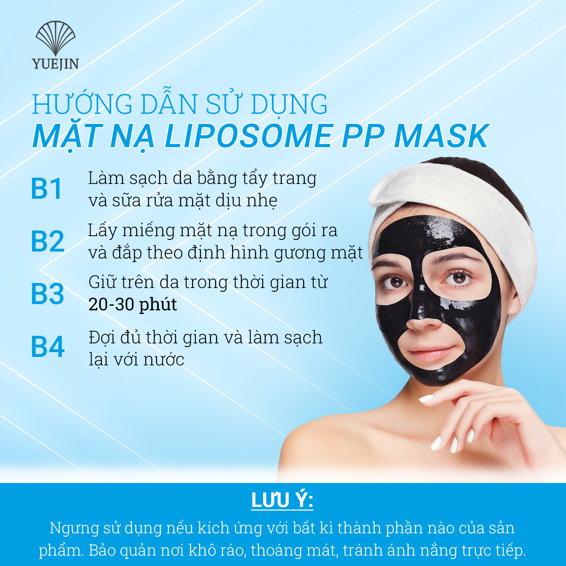 (Tặng 1 Gel làm dịu) 20 miếng mặt nạ phục hồi, tái tạo da Yuejin Liposome PP Mask