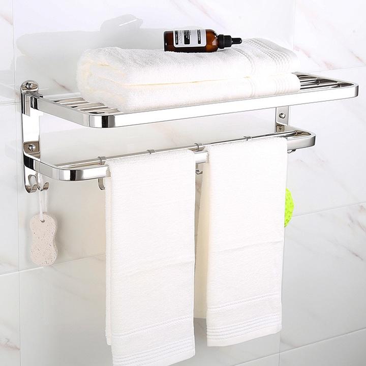 Giá Treo Khăn Inox Có Móc Gắn Tường Tiện Lợi MT11