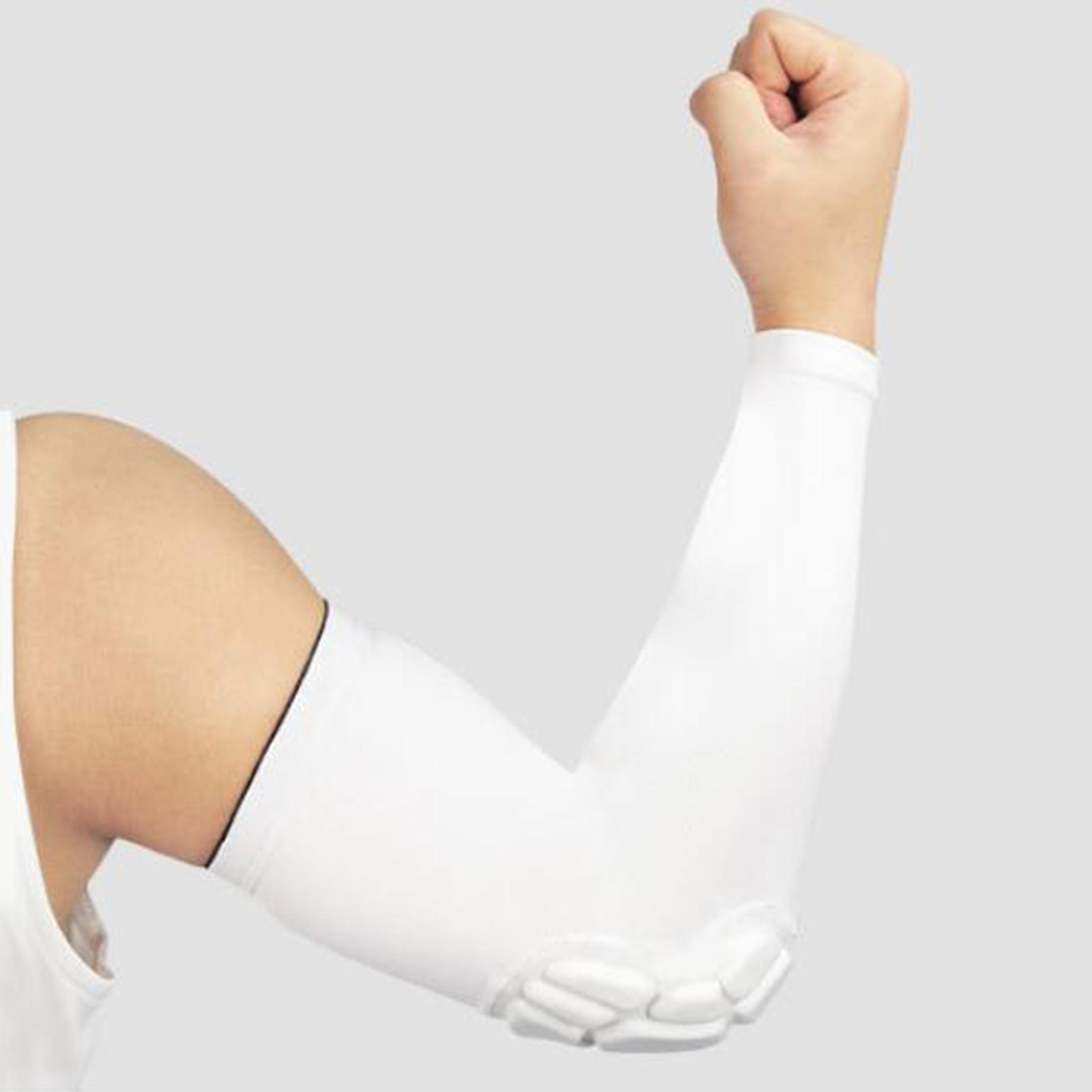 2X Elbow Support Compression Honeycomb Pad Joint Arm Sleeve Sport White L