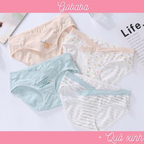 Set combo 4 quần lót bầu cạp chéo cotton co dãn màu xanh vàng