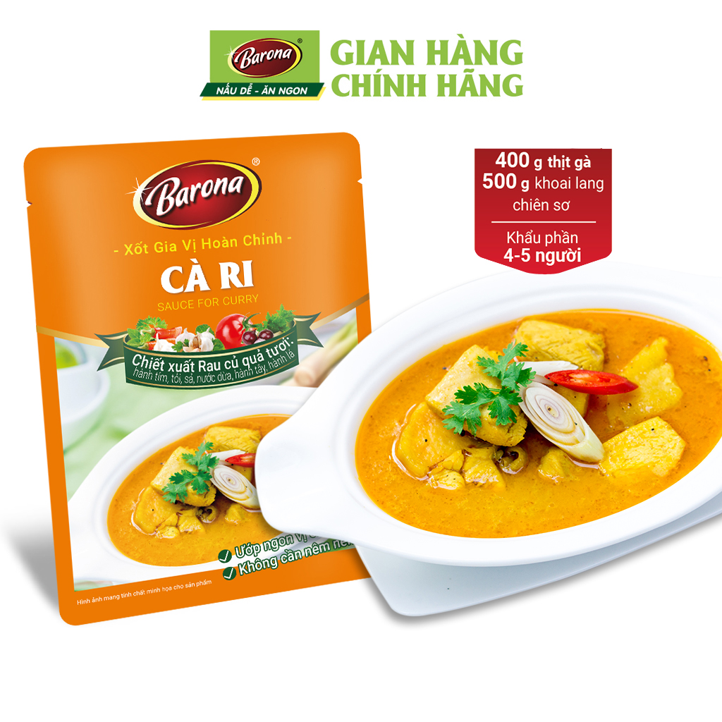 Combo 5 gói Gia Vị Cà Ri Barona 80g ướp ngon chuẩn vị không cần nêm nếm