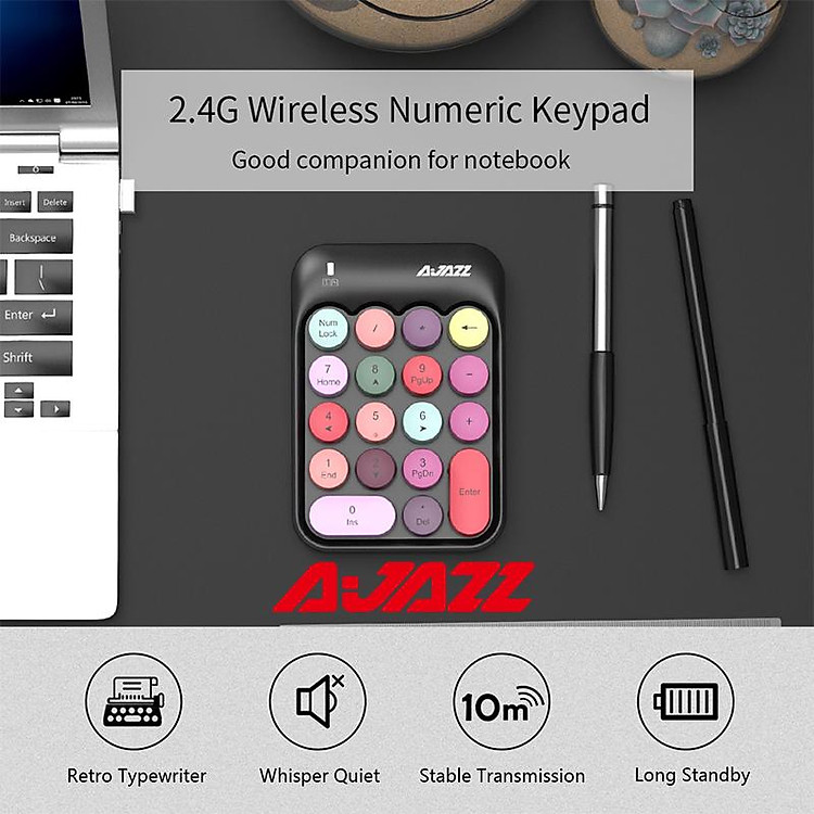 Bàn Phím Ajazz AK18 Nhiều Màu Sắc 18 Phím Không Dây Bàn Phím Số 2.4G USB Mini Di Động Số Máy Tính Kỹ Thuật Số Bàn Phím Máy Tính Để Bàn PC Laptop