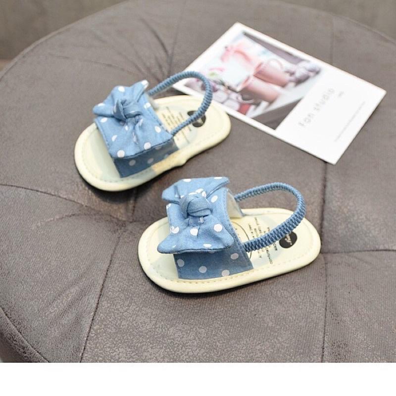 Giày sandal cho bé gái sơ sinh tập đi - giày đế chống trượt hình nơ và bông hoa dễ thương - giày dép cối áo quần trẻ em