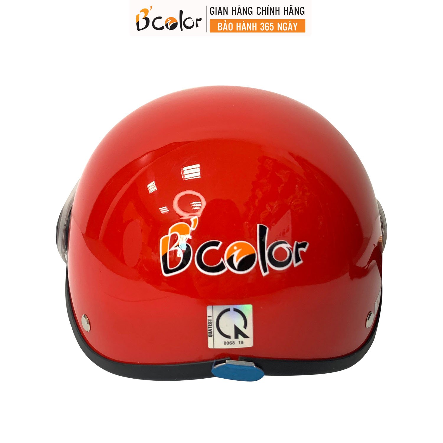 Mũ Bảo Hiểm Nửa Đầu B'color Màu Đỏ Có Kính Chắn Gió, An Toàn, Thời Trang