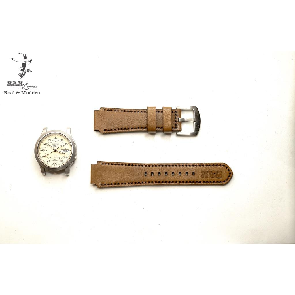 Dây đồng hồ da bò màu cà phê sữa - RAM Leather