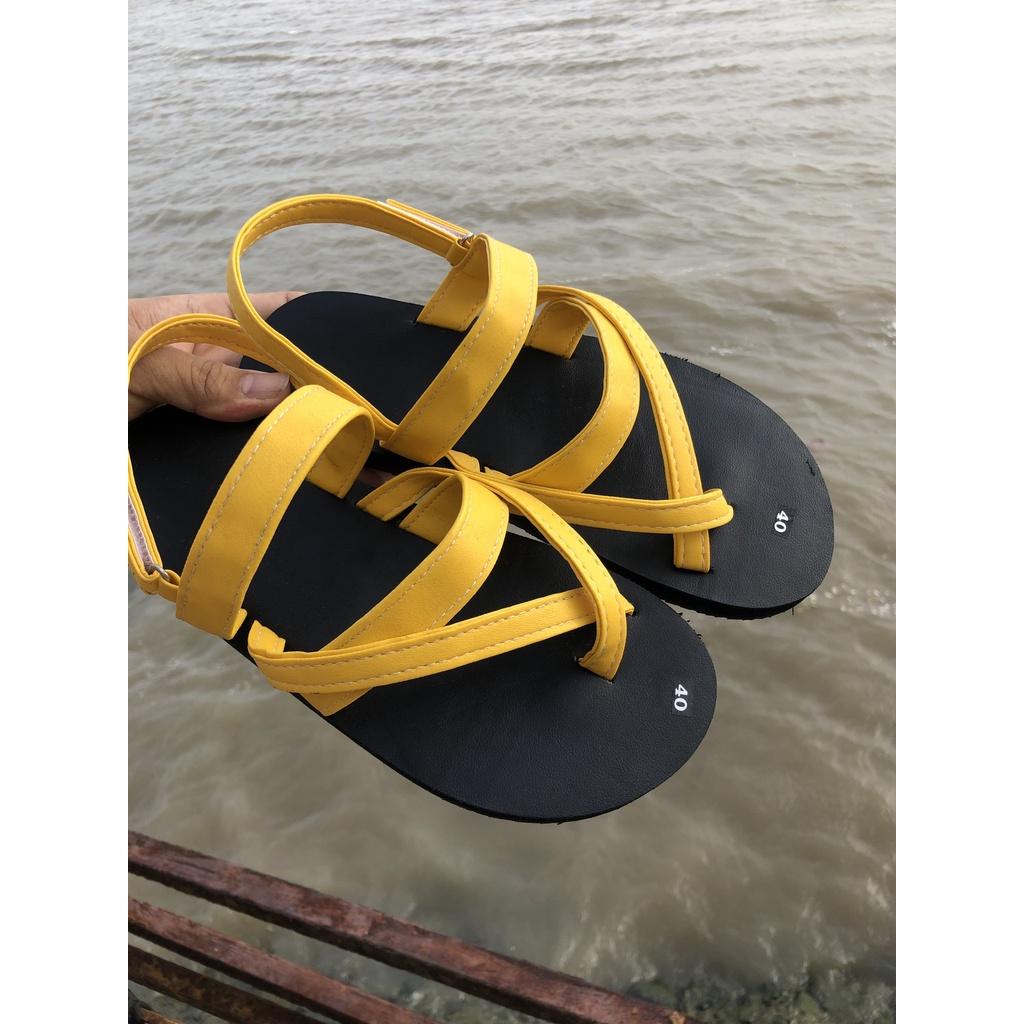 sandal đồng nai dép quai hậu nam nữ ( đế đen quai vàng ) size từ 34 nữ đến 42 nam