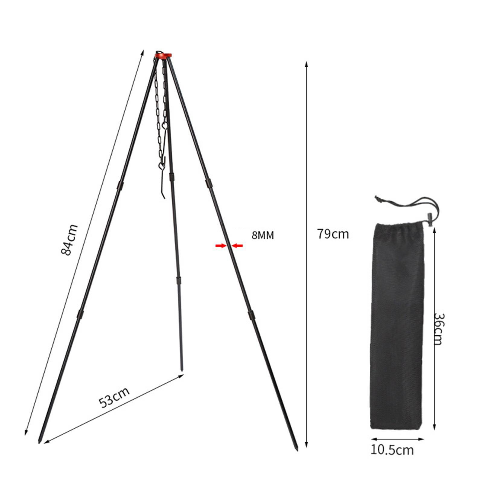 Camping Tripod Campfire Cooking Mini Adjustable Grill Tripod Cooker Campfire Grill Stand Tripod Grilling Set Cooking Tripod Hanger w/ Storage Bag