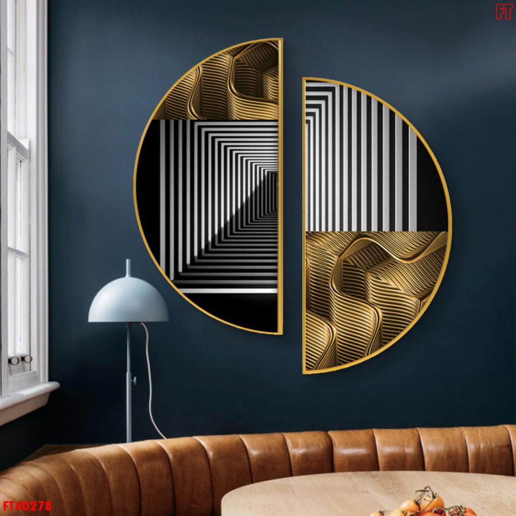 Xả mẫu tranh tráng gương bán nguyệt cỡ vừa, đường kính 50cm, 60cm, 70cm, xu hướng trang trí nội thất