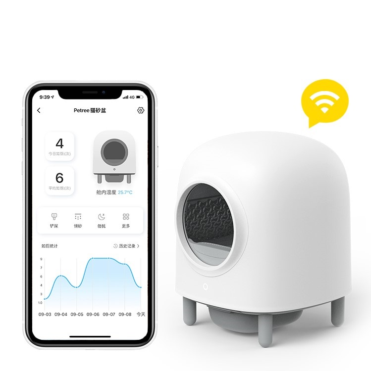 Nhà vệ sinh cho mèo tự động có APP Petree tặng kèm 2 hộp khử mùi