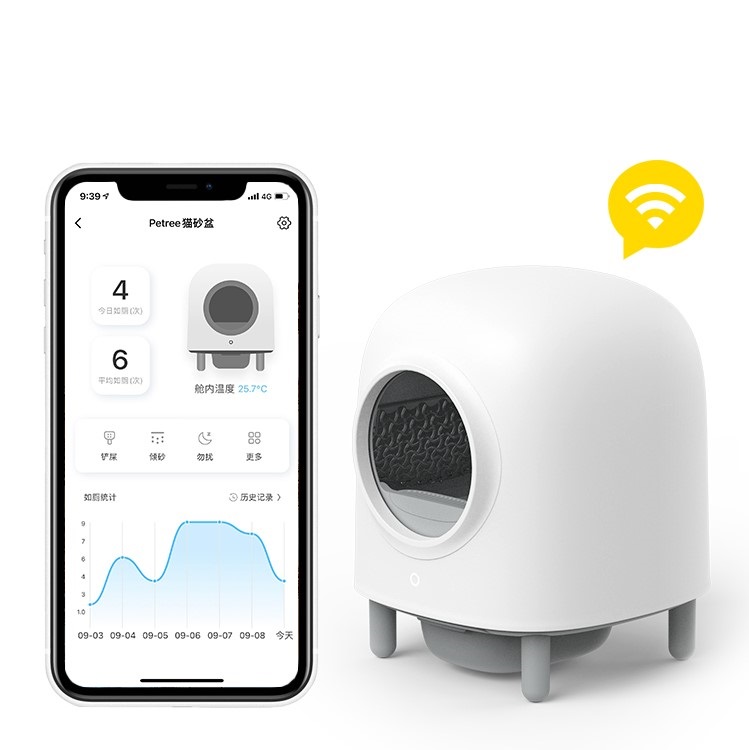  Nhà vệ sinh cho mèo tự động có APP Petree tặng kèm 2 hộp khử mùi