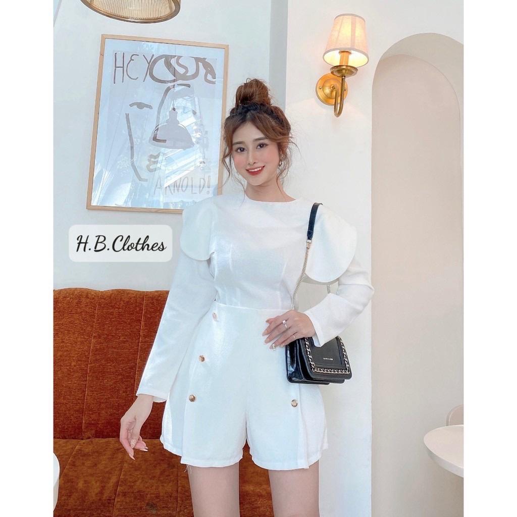 Set áo tay lá sen &amp; quần cạp cao