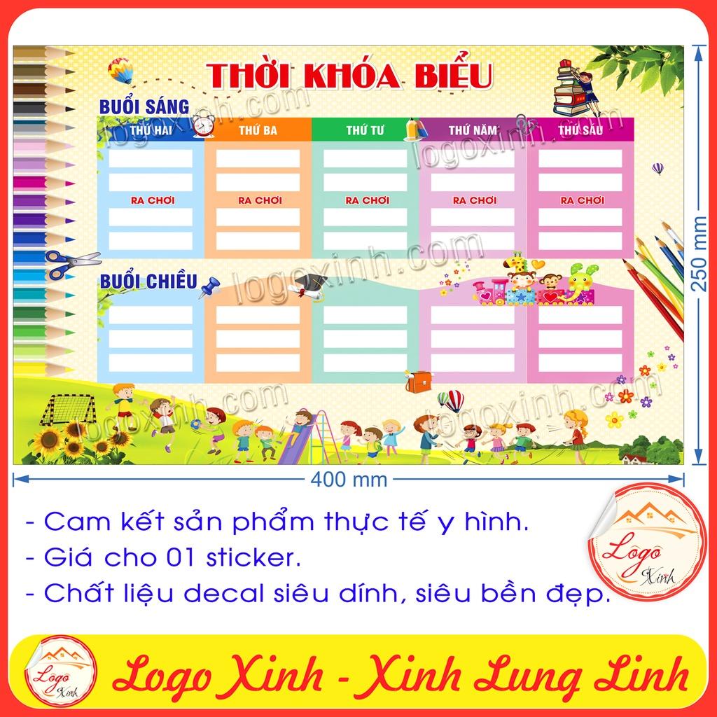 Thời Khóa Biểu Dành Cho Bé Học Lớp Mầm Non, Dạng Decal Dán Trực Tiếp Có Keo Sẵn, Thời Khóa Biểu Môn Học Mẫu Giáo