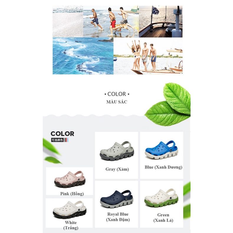 Dép Sục Lỗ Cá Sấu Unisex Siêu Nhẹ