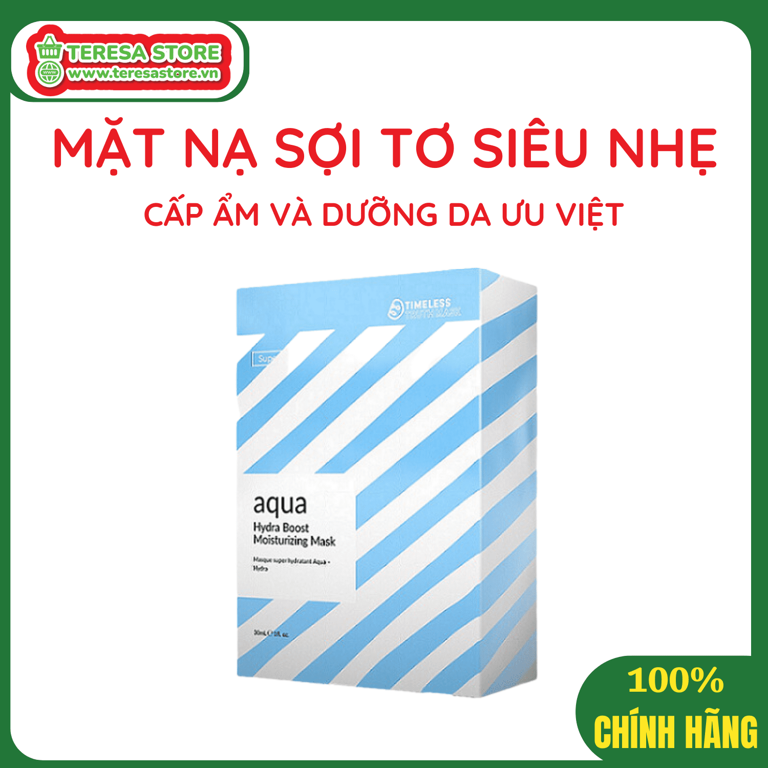 Mặt Nạ Sợi Tơ Siêu Nhẹ Làm Sáng Da, Dưỡng Ẩm Sâu Timeless Truth Mask - Aqua Hydra Boost (30ml x 5 miếng)