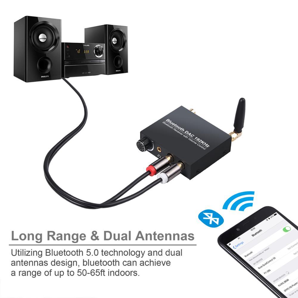 Bộ chuyển đổi âm thanh Digital Digital sang tương tự Prozor 192kHz với bộ chuyển đổi quang tương thích Bluetooth