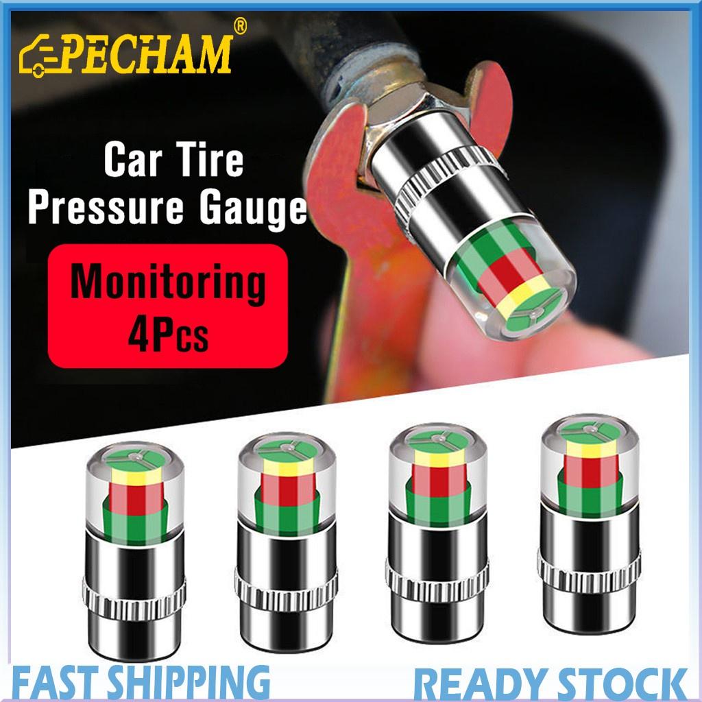 Bộ 4 nắp van cảm biến theo dõi áp suất lốp ô tô loại tốt hiển thị 3 màu giúp bạn kiểm soát xe an toàn
