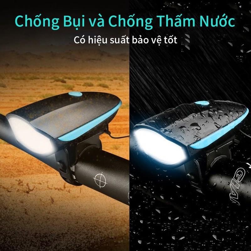 Đèn Led Xe Đạp Kèm Chuông To, Đèn Pha Và Chuông Xe Đạp Chống Nước Tặng Kèm Dây Sạc