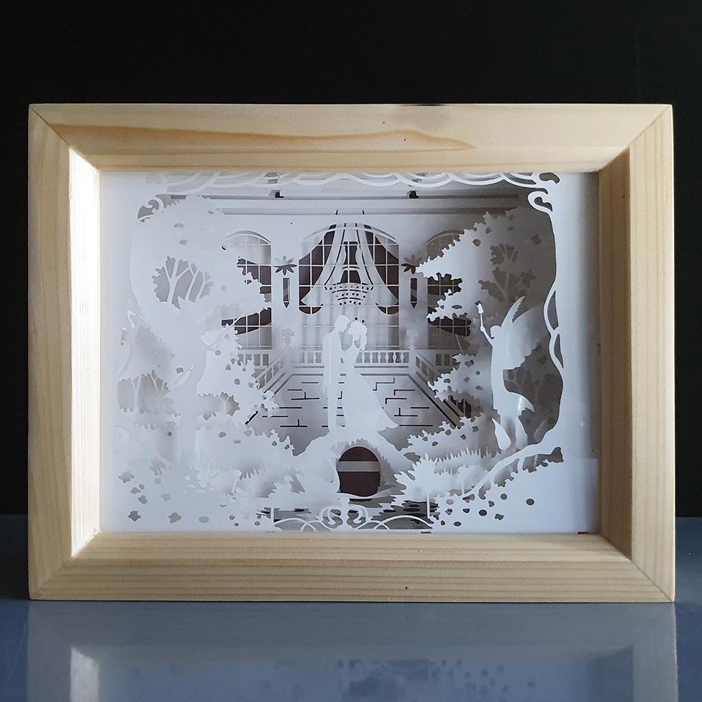 Hộp đèn ngủ giấy 3D Kirigami, Tình yêu vĩnh cửu, đèn ngủ tình yêu, lightbox handmade VFAT