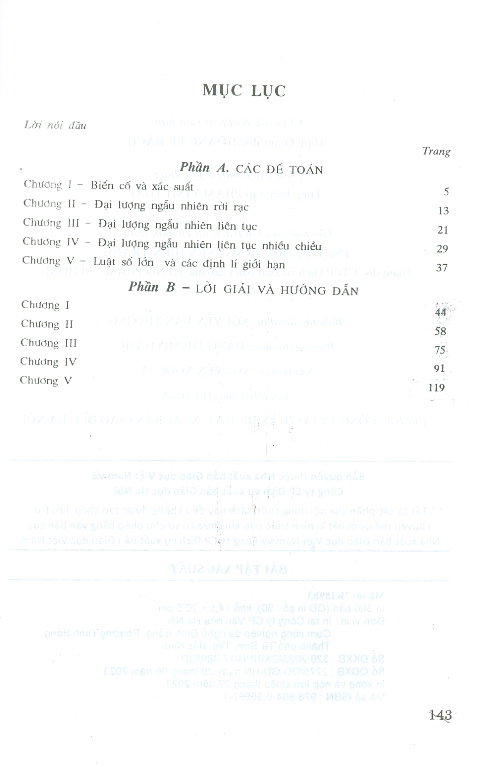 Bài Tập Xác Suất (Dùng cho các trường Đại học và Cao đẳng) (Tái bản lần thứ mười bốn - năm 2023)