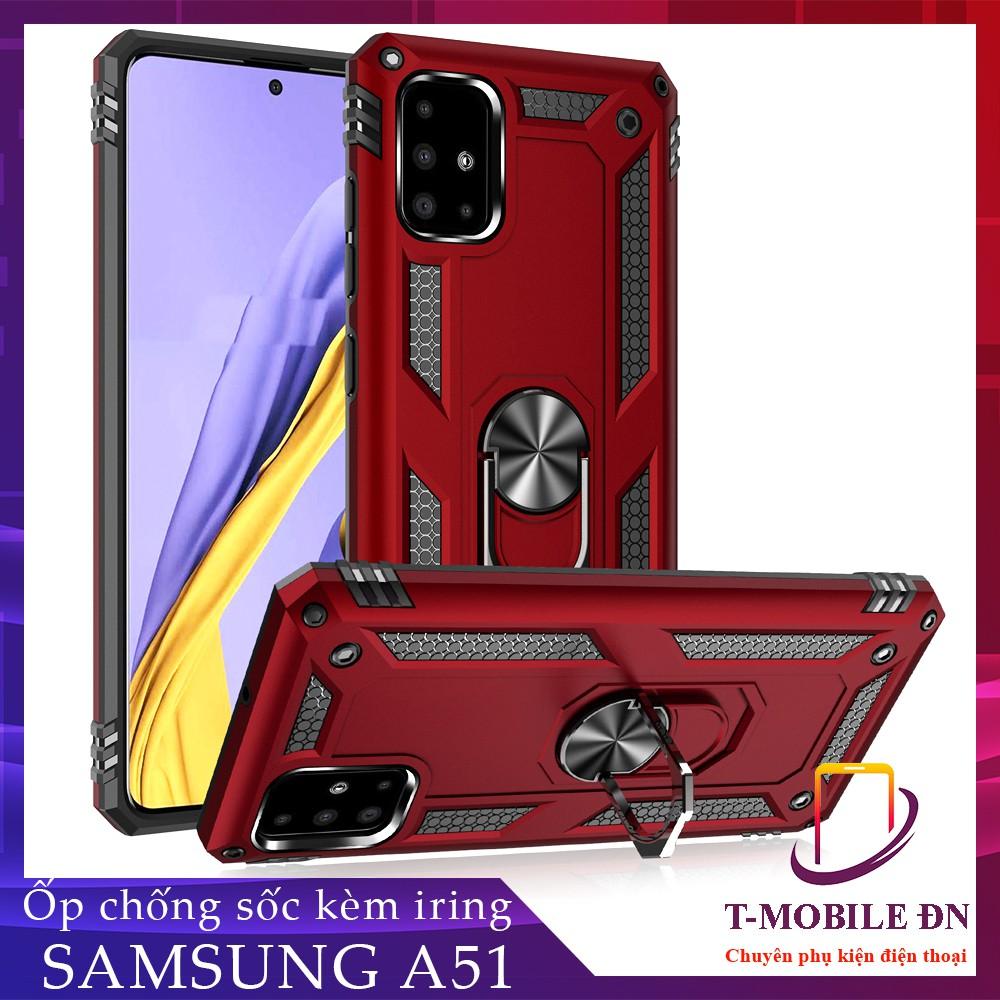 Ốp lưng cho Samsung A51 chống sốc 2 lớp kèm nhẫn iring làm giá đỡ