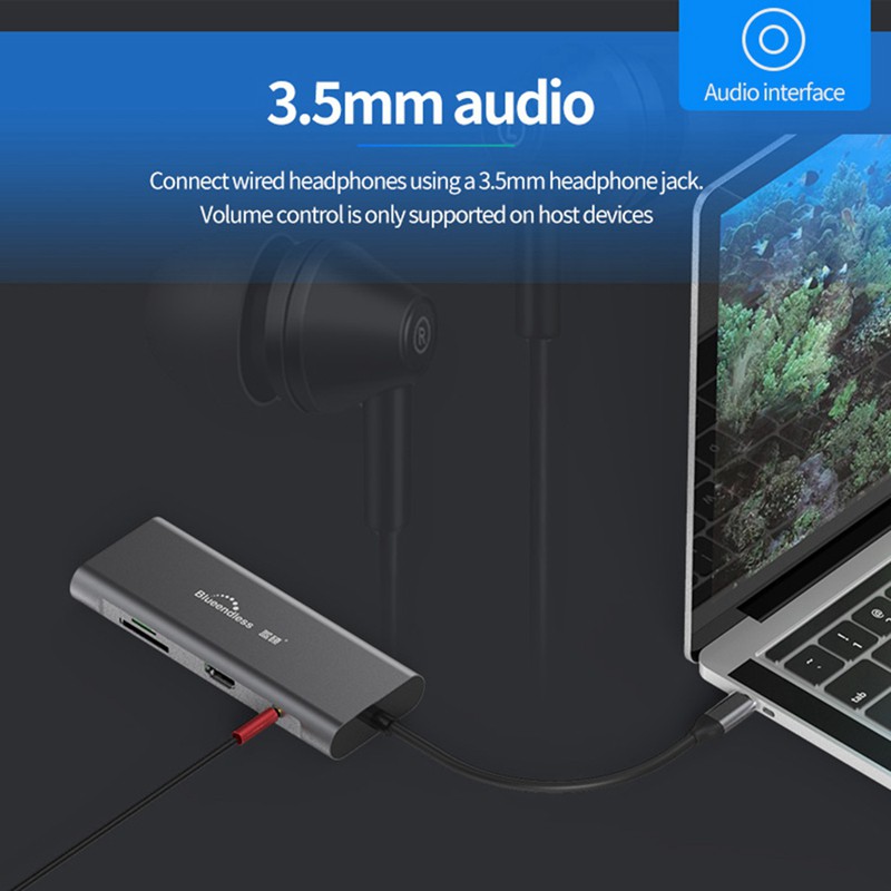 Hub USB 9 trong 1 Loại C Laptop Đế cắm USB 3.0 Sang HDMI 4K,2 USB 3.0 Ports,SD/TF Card Reader,100W PD cho MacBook Huawei Xiaomi DELL -Hàng Nhập Khẩu