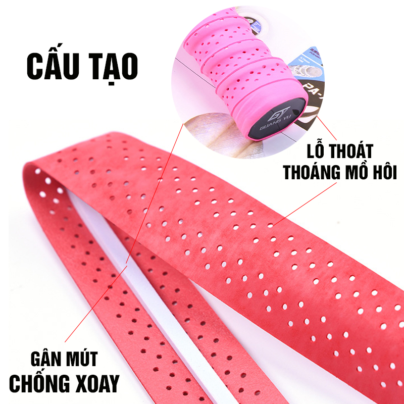 Quấn cán vợt Tennis, Cầu lông có gân chống xoay vợt, thấm hút mồ hôi Minh House