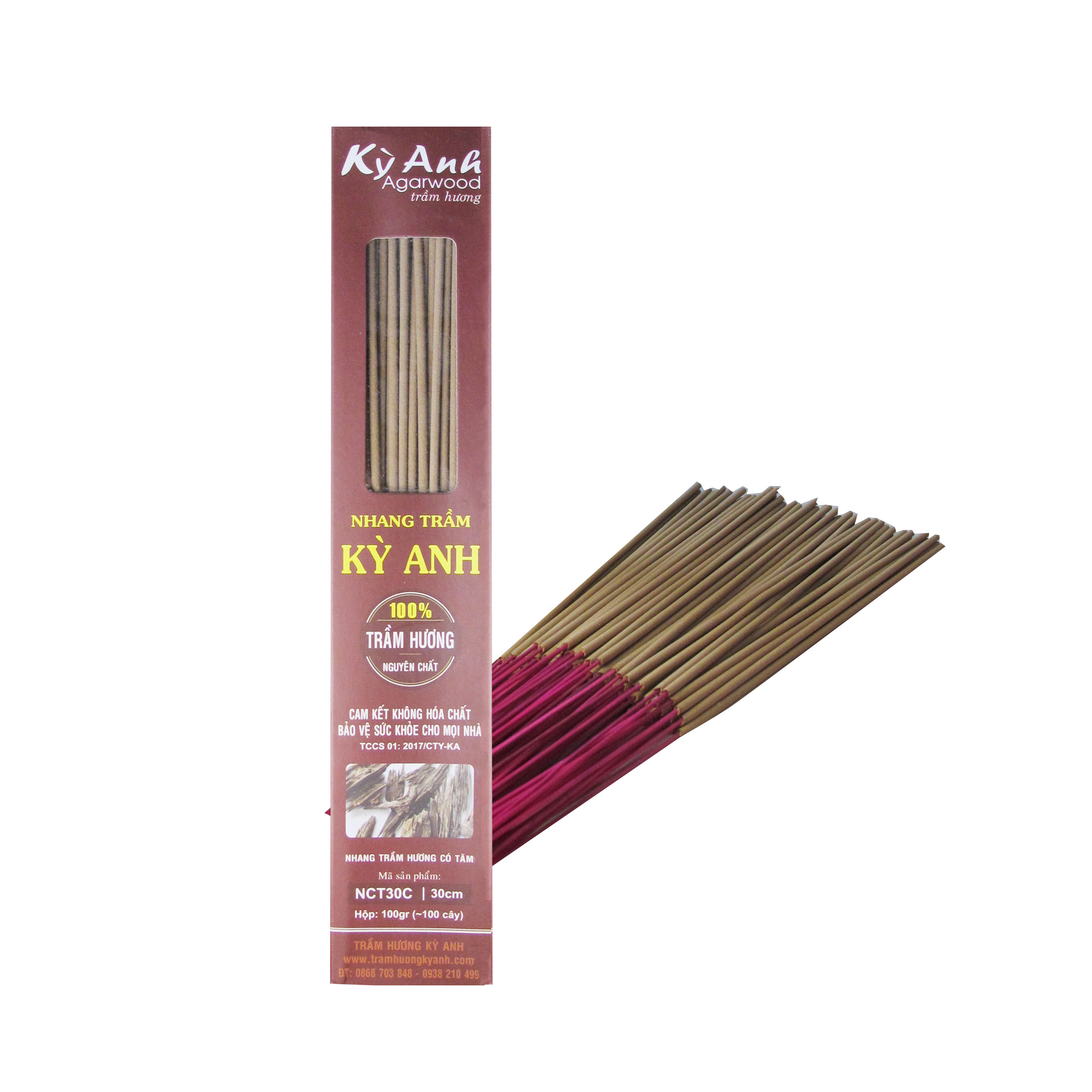 Nhang Trầm Hương Kỳ Anh Hộp 100 cây Dài 30cm NCT30C-100c